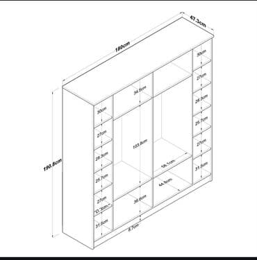 угловой шифоньер в спальню: Новый, Распашной, 2 двери Прямой шкаф, Гардеробный шкаф, Азербайджан — 28