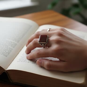 kişi üzükləri: Üzük, Gümüş, 958 Əyar, Əqiq — 1