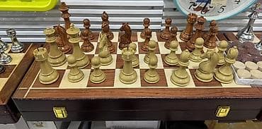 CD, DVD disklər və kassetlər: Taxta şahmat dəsti - Klassik dizaynlı, taxta şahmat fiqurları: açıq — 1