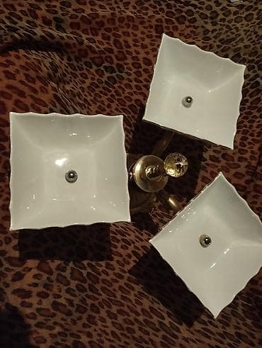 perde aksesuarlari: Üçqablı dekorativ meyvə/şirniyyat vazası - Klassik üslubda masaüstü — 6