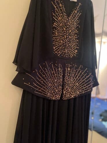 вечернее платье шифоновый: Zərif gecə/libas - Rəng: Qara - Model: Uzun, axıcı ətəkli, üst — 9