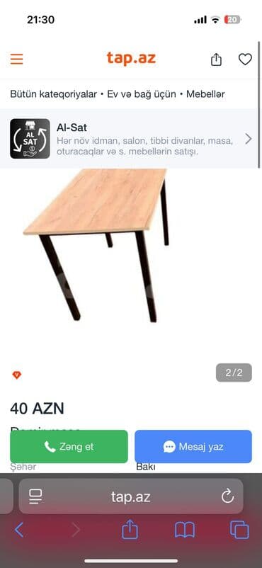 ütü masası qiymeti: Kompüter masası, Açılmayan, Taxta, Dördbucaq masa — 1