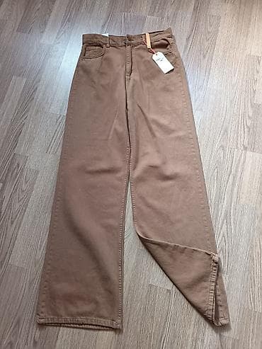 brend geyimler: Qadın/Unisex geniş kəsimli şalvar - Rəng: tünd karamel/qəhvəyi - — 1