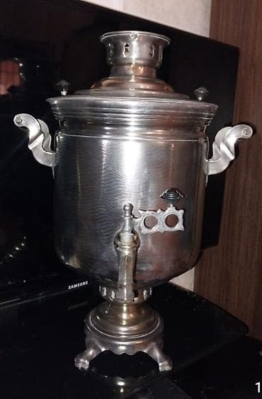 ev eşyası: Klassik metal samovar - Material: tam metal/gümüşü rəngdə korpus — 2