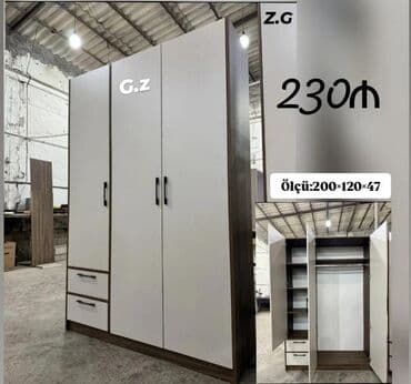 3 qapılı dolablar: Açılan, 3 qapılı Düz dolab, Qarderob, paltar dolabı — 1