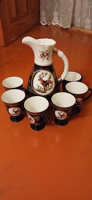 Çay dəsti, rəng - Göy, Farfor