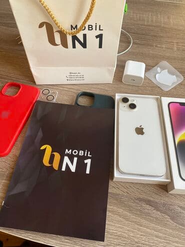 iphone xr: IPhone 14, 128 GB, Zəmanət, Face ID, Sənədlərlə — 10