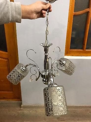 asma tavan: Çılçıraq, 3 lampa, Metal — 5