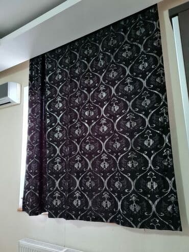 rcd perde sekilleri: İşlənmiş, Satin Pərdə, rəng - Qara, Ünvandan götürmə, Ödənişli çatdırılma — 2