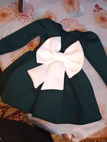 ana bala donları: Qız uşaqları üçün zərif paltar - Rəng: tünd yaşıl - Model: uzunqol — 5