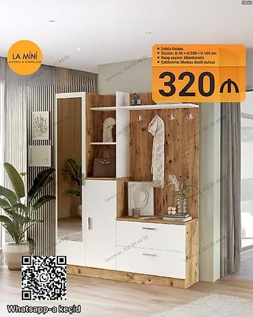 salon dolabi: Dəhliz dolabı – LA Mini dizaynı - Ölçülər: D 40 × H 200 × U 160 sm - — 1
