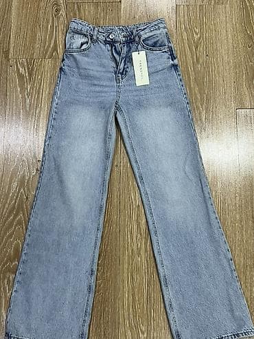 Джинсы: Trendyolmilla Açıq Mavi Yüksək Bel Geniş Paça (Wide Leg) Cins Şalvar — 3