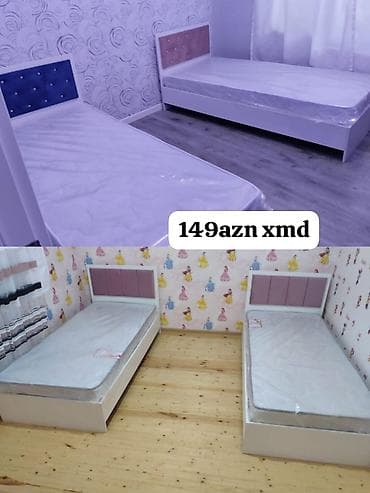 carpayı başlıqları: Tək nəfərlik çarpayı + döşək dəsti - Müxtəlif modellər və rənglər — 3