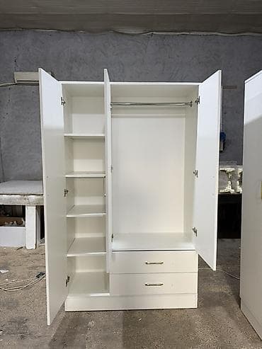 skaf paltar: 3 qapılı, Siyirməli, Ağ, Digər material, Açılan, Düz dolab — 2
