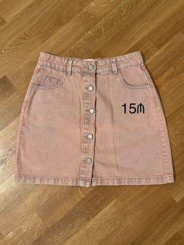 юбки солнце клеш: Мини Юбка, Джинс, M — 1