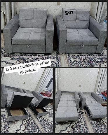 matras ucuz: Di̇van-kravat, 2 kreslo, Bazalı, Açılan — 1