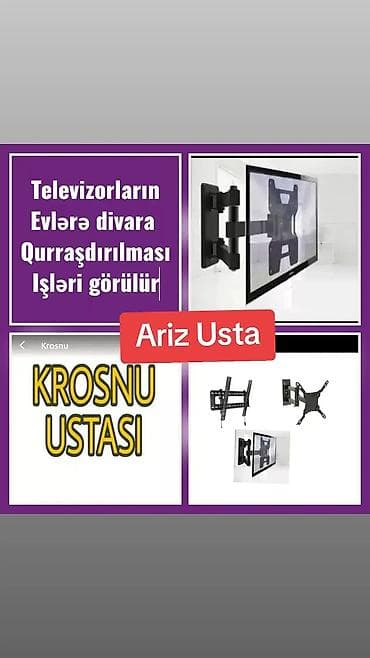 krosno antena: Krosnu ustası Televizor divar asılma qurraşdırılması Krosna antena — 2