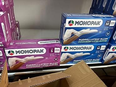 robot əlcək: MONOPAK birdəfəlik əlcəklər Məhsul növləri: - Pudralı lateks əlcək — 1