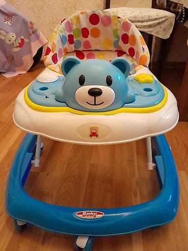 Uşaq gəzdirəcəyi (walker) - Rəng: mavi-ağ, ön paneldə ayıcık fiqurlu — 1