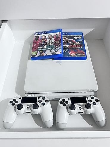 dualshok 4: Sony PlayStation 4 Slim 1TB (ağ rəng) komplekt - Model: PS4 Slim, ağ — 1