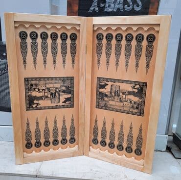 saski: Nərd taxtası Köhnə Bakı Qız qalası rəsmli 🔱Nərd🪵 🔹️Laklı🖌 🔹️Üzərində — 2