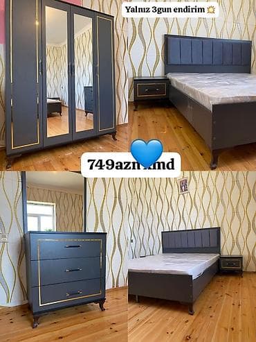 İkinəfərlik çarpayı, Dolab, Komod, 2 tumba, Yeni — 1