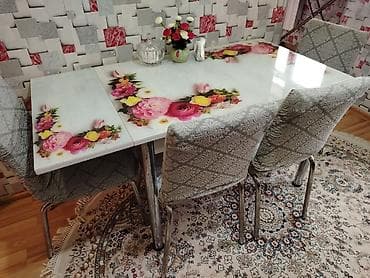 toxunma stol stul: Mətbəx üçün, İşlənmiş, Açılan, Dördbucaq masa, 4 stul — 3