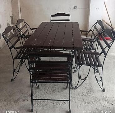 Balkon üçün, İşlənmiş, Kvadrat masa, 6 stul