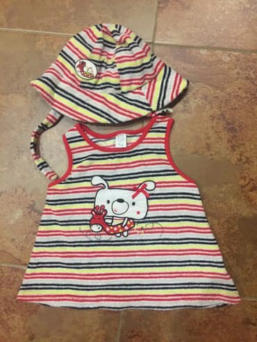 Tuc tuc qiz ucun paltar ve panam. Bir defe geyilib. 6-9 ay