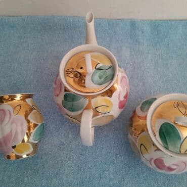 caydan qiymətləri: Çay dəsti, rəng - Qızılı, Farfor, Bohemia, 6 nəfərlik, SSRİ — 2