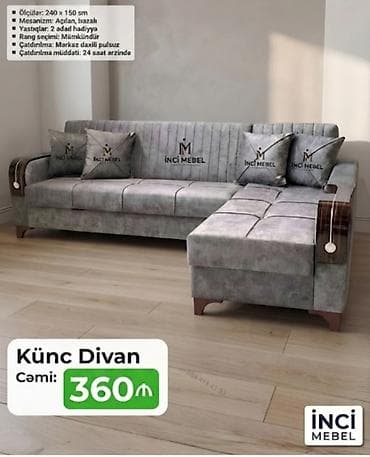 Künc divan, Yeni, Açılan, Bazalı, Parça, Şəhərdaxili pulsuz çatdırılma