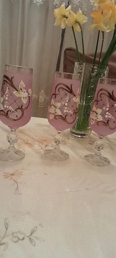 qedimi qab: Qədəhlər, rəng - Mavi, Şüşə, 6 ədədli dəst — 2