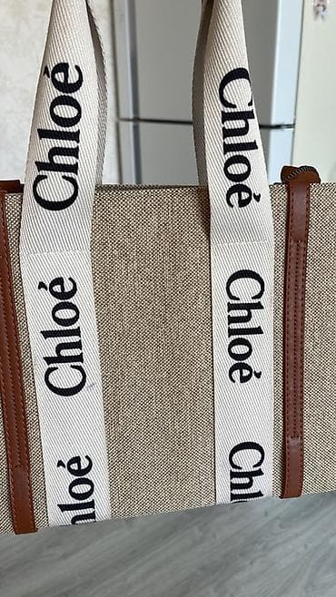 gun eynəyi: Chloé Woody tote çanta - Material: qalın bej rəngli kanvas parça — 1