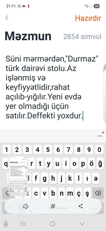 yumru stol: Кухонный стол, Б/у, Складной, Круглый стол — 16