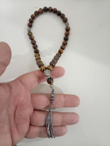 Təbii daş təsbeh - Material: qəhvəyi tonlarda təbii daş muncuqlar