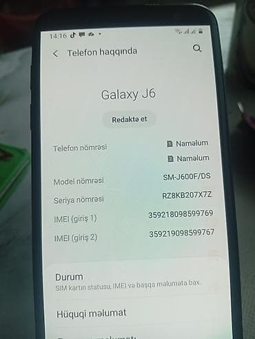 Samsung Galaxy J6, 32 GB, İki sim kartlı