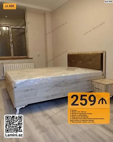 Çarpayı – Kod: 4400 - Ölçülər: 160 x 200 sm - Mexanizm: Açılmayan