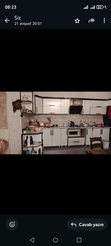 metbext eşyaları: Mətbəx mebeli dəsti - Rəng: ağ-krem fasadlar, qara haşiyələr - — 1