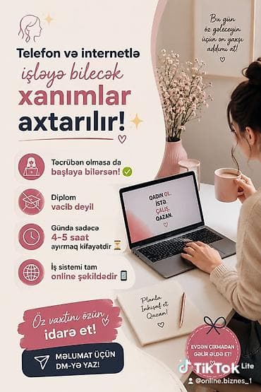 daye isi axdaram: Xanımlar üçün onlayn iş imkanı - Telefon və internetlə evdən işləmə — 1