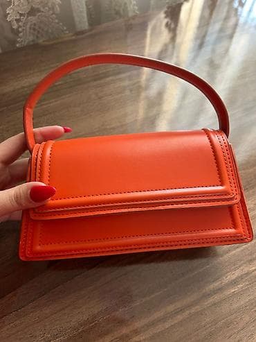 çantalar: Qadın çanta dəsti marka - Parlaq narıncı mini əl çantası: sərt — 1