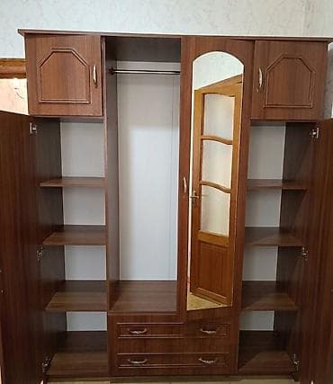 paltar wkaflari: 4 qapılı, Qəhvəyi, Taxta, Açılan, Düz dolab — 2