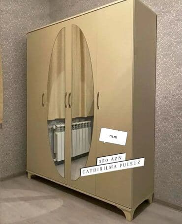 4 qapili dolab: Yeni, Açılan, 4 qapılı Düz dolab, Qarderob, paltar dolabı, Azərbaycan — 3