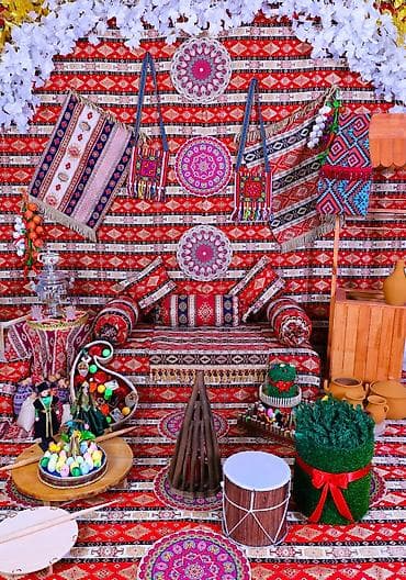 Uşaq üçün milli rəqs geyimləri dəsti - Qızlar üçün paltar: yaşıl və