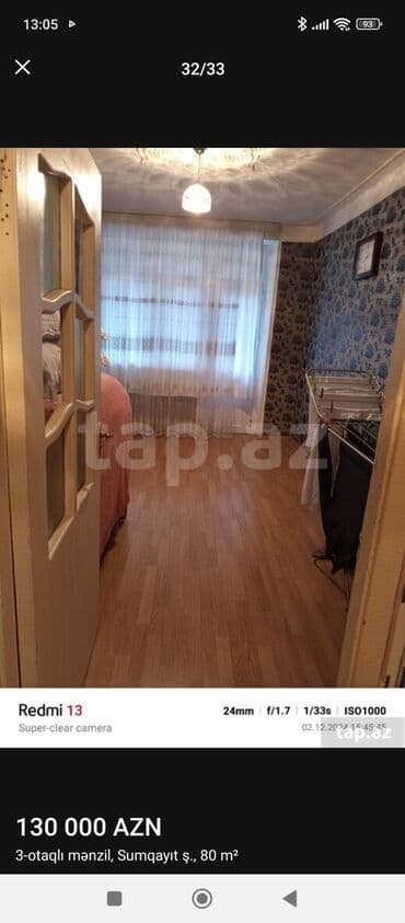 Сумгайыт, 3 комнаты, Вторичка, 80 м²