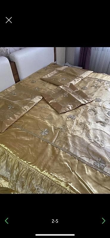 alon tekstil: Yataq üçün İşlənmiş rəng - Qızılı Yataq örtüyü — 3