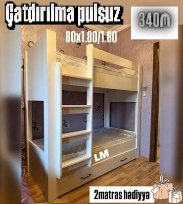 купить кровать трансформер: İki mərtəbəli uşaq çarpayısı - Ölçü: 80 x 1.80 / 1.80 - Material — 1