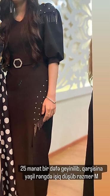 qol sahatlar: Qadın geyimi – qara rəngli zərif don. - Ölçü: M - Dizayn: V-boyun — 1