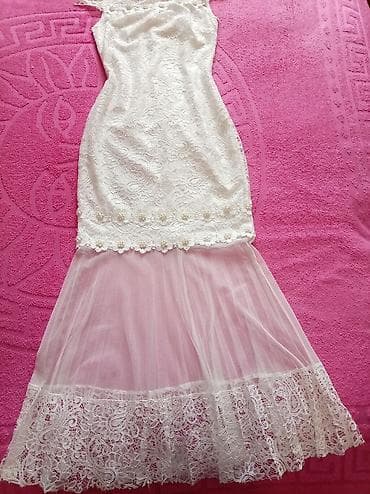 Ağ rəngli zərif ziyafət/libas - Model: balıq kəsimli, dizdən aşağı — 2