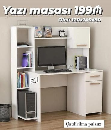Мебель на заказ: Yazı/kompüter masası – 199₼ Ölçü: 120×140×50 sm - Funksional dizayn — 1