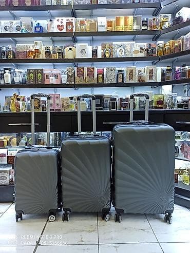 Çamadanlar: Sərnişin çamadan dəsti – 3 ölçü - Rəng: boz/metallik - Sərt korpus — 1